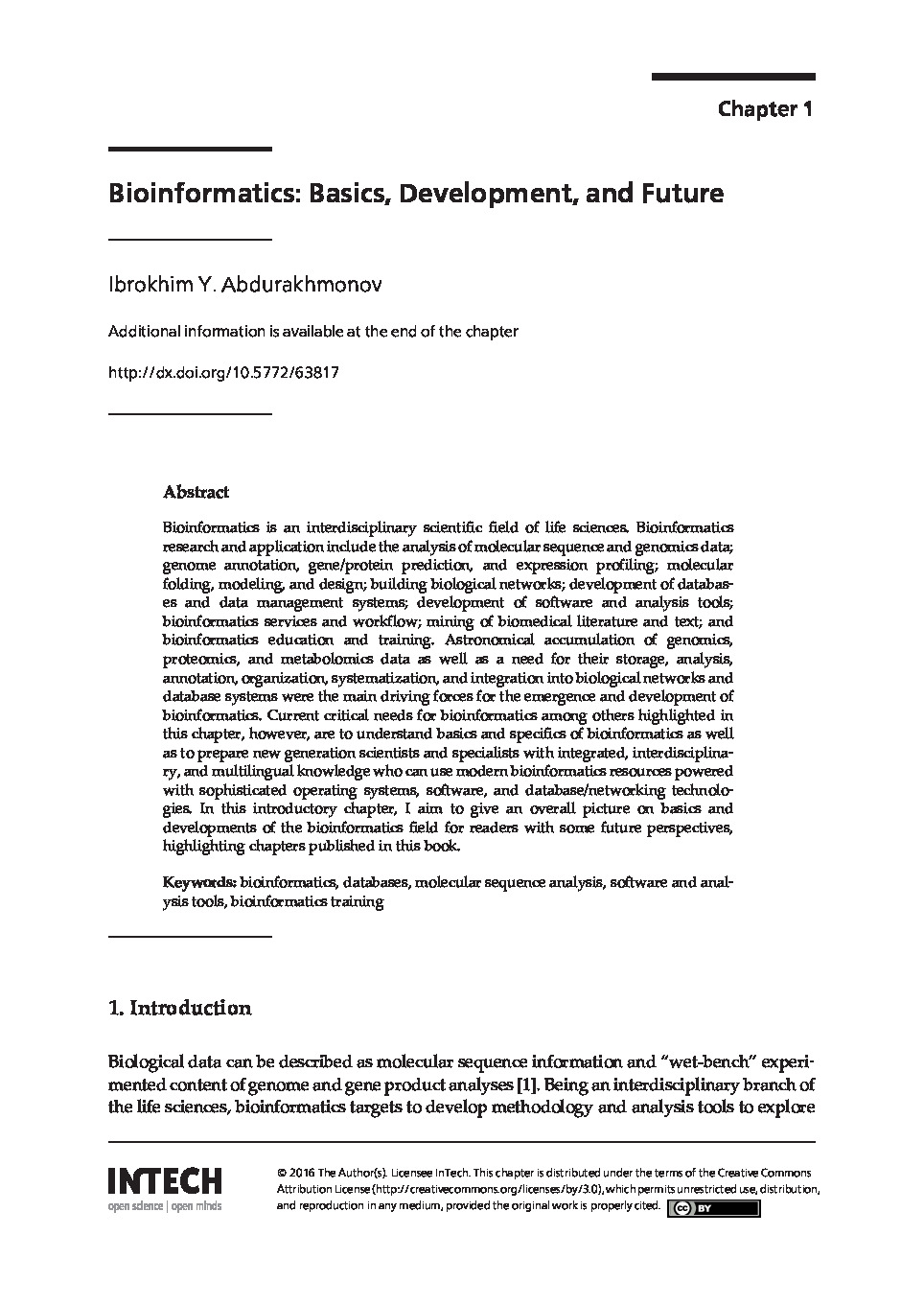 Bioinformatics Basics, Development, and Future