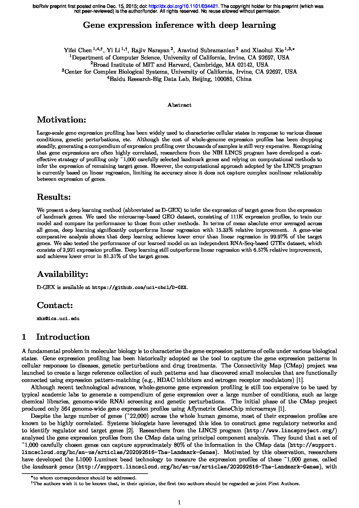 Gene expression inference with deep learning