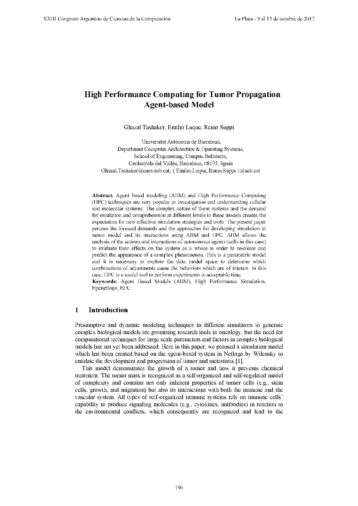 HPC for Tumor Propagation Agent-based Model