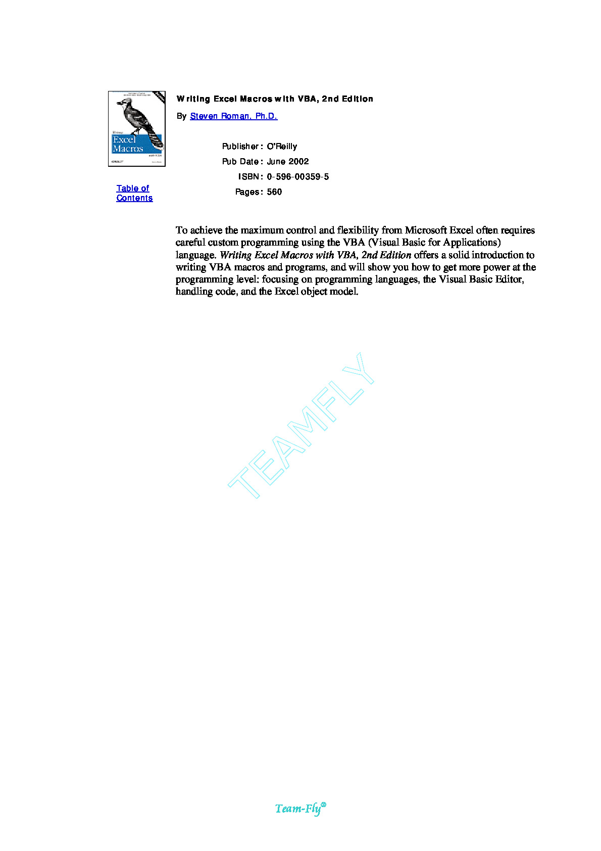 Writing Excel Macros with VBA 2nd Ed 2002