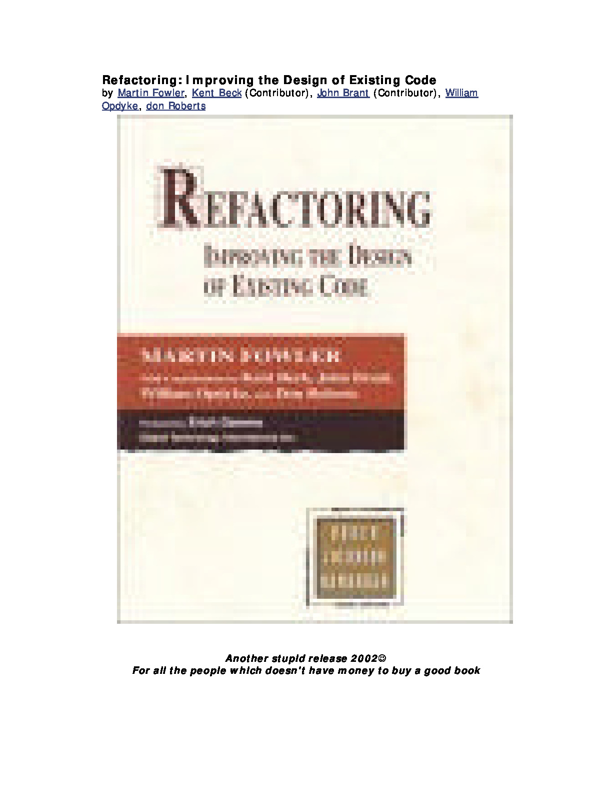 Refactoring  Improving the Design of Existing Code