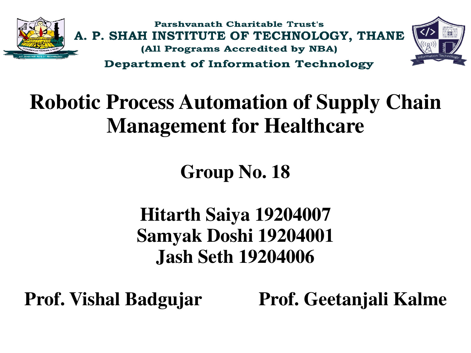 18_Robotic Process Automation of Supply Chain Management for Healthcare PPT1