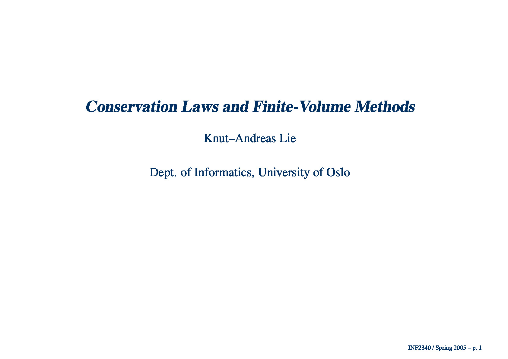 sim05 – Conservation Laws and Finite Volume Methods