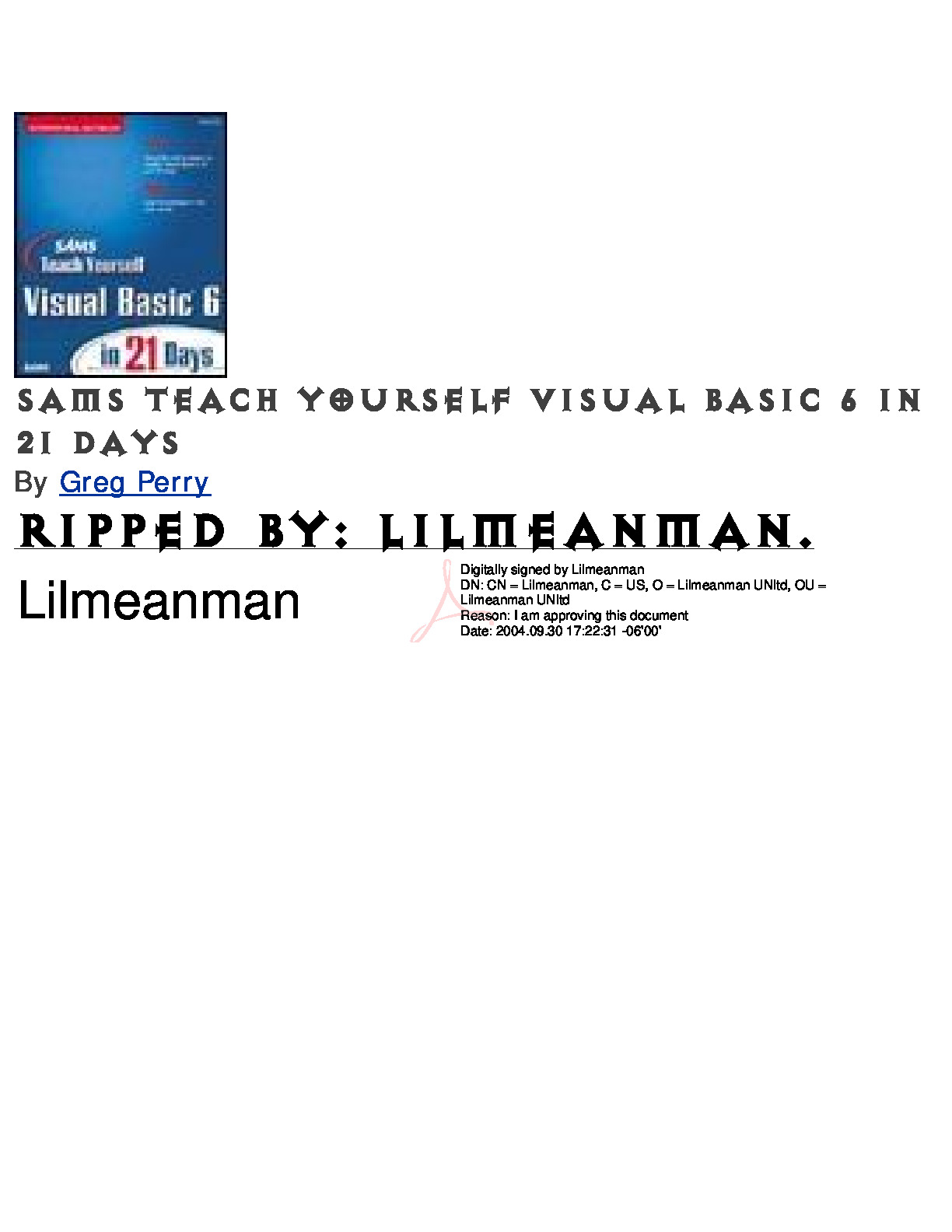 Teach Yourself Visual Basic 6 in 21 Days 2004