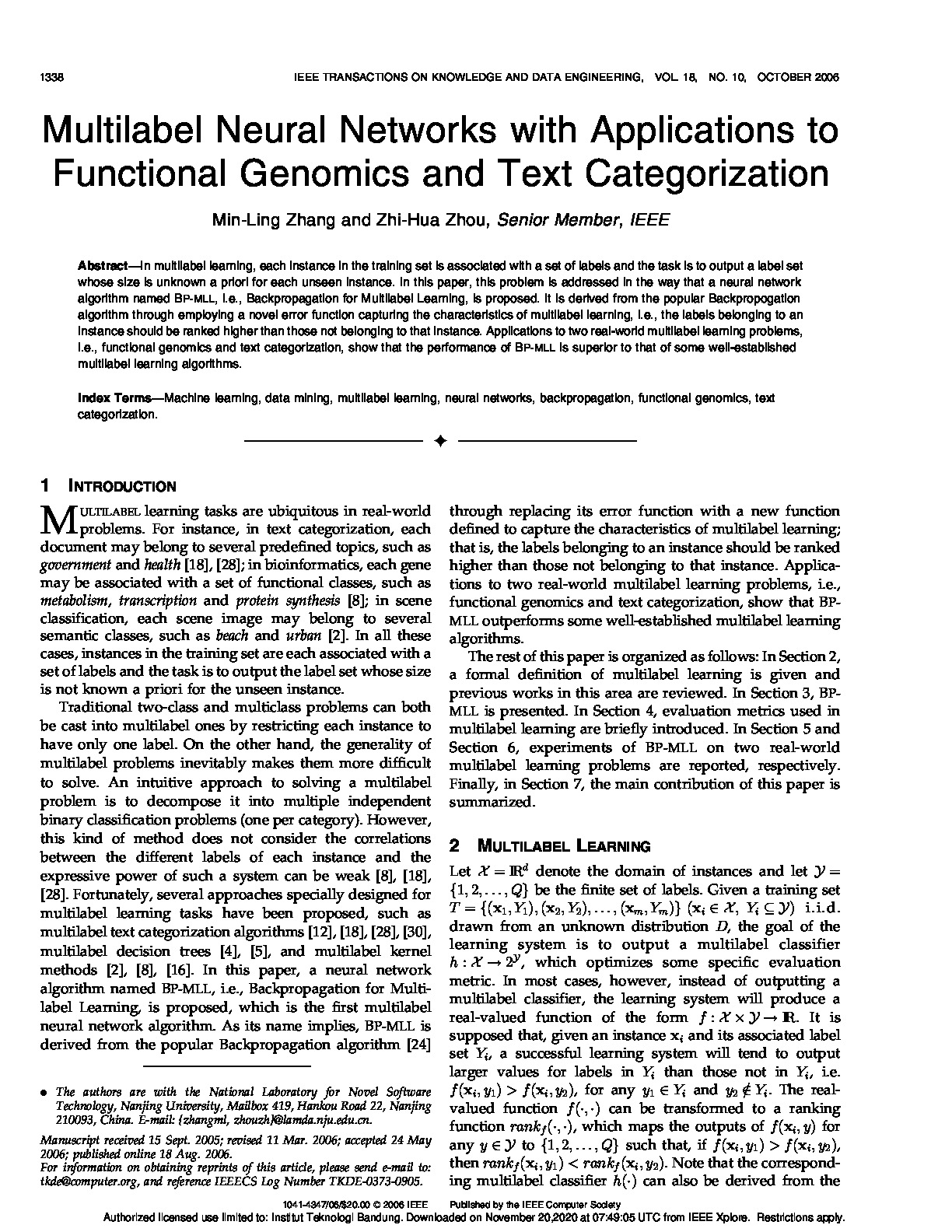 Multilabel neural networks with applications to functional genomics and text