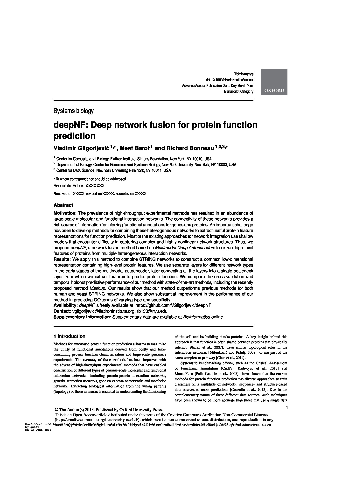 deepNF – Deep network fusion for protein function