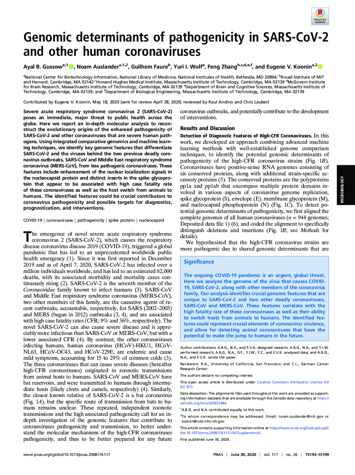 Genomic determinants of pathogenicity in SARS-CoV-2and other human coronaviruses – pnas.202008176