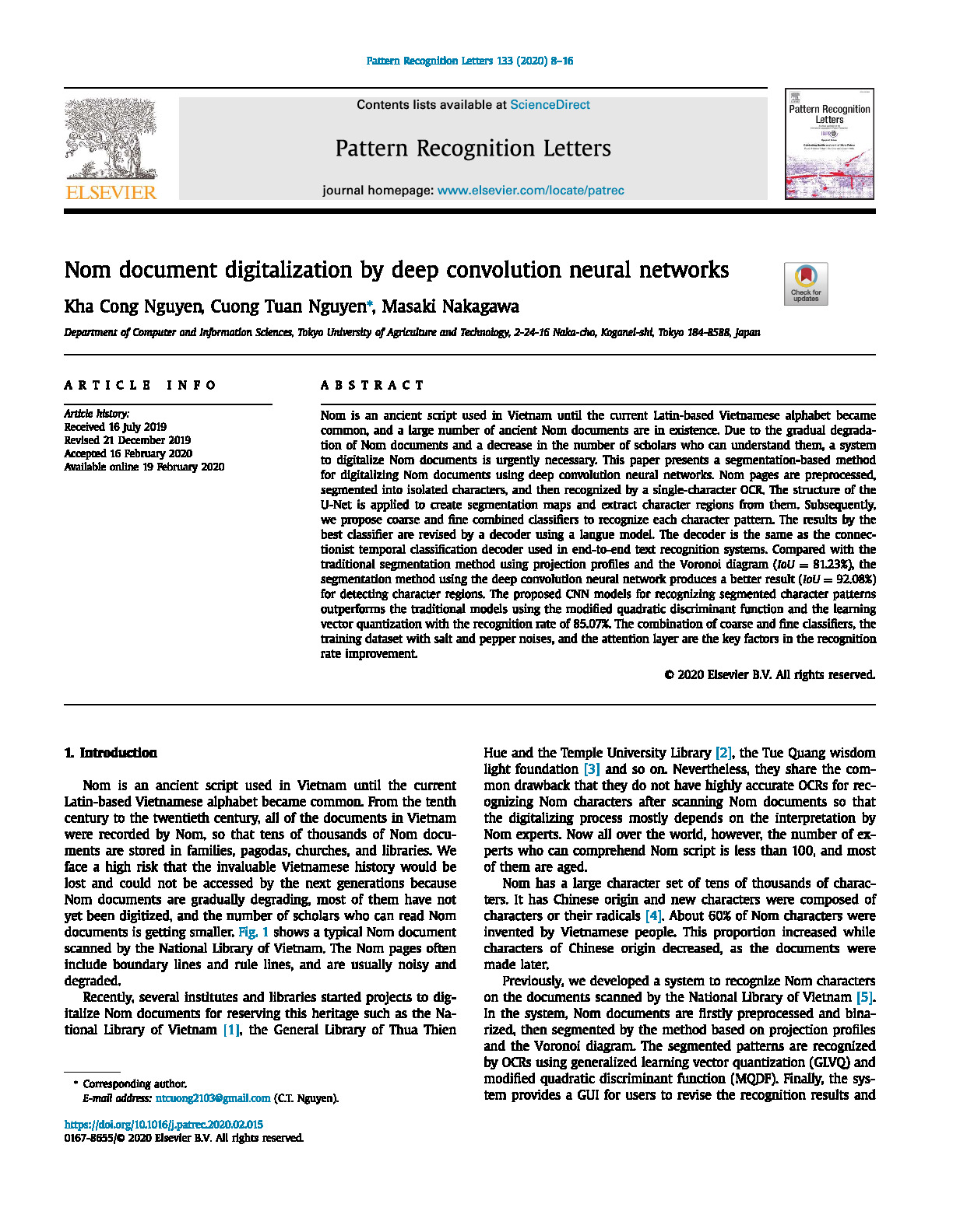 Nom document digitalization by deep convolution neural networks