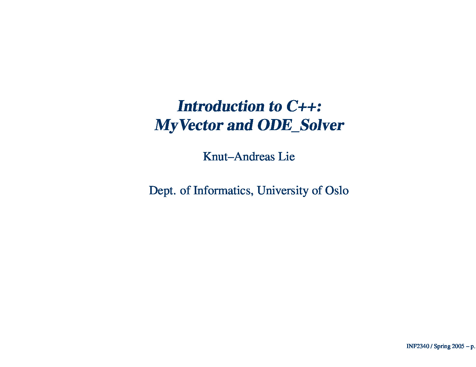 sim03 – Introduction to CPP – MyVector and ODE Solver