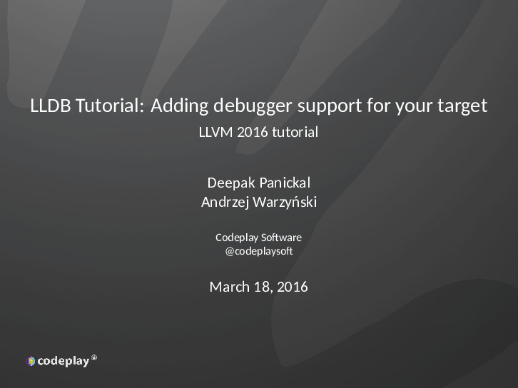 LLDB-tutorial：Adding debugger support for your target