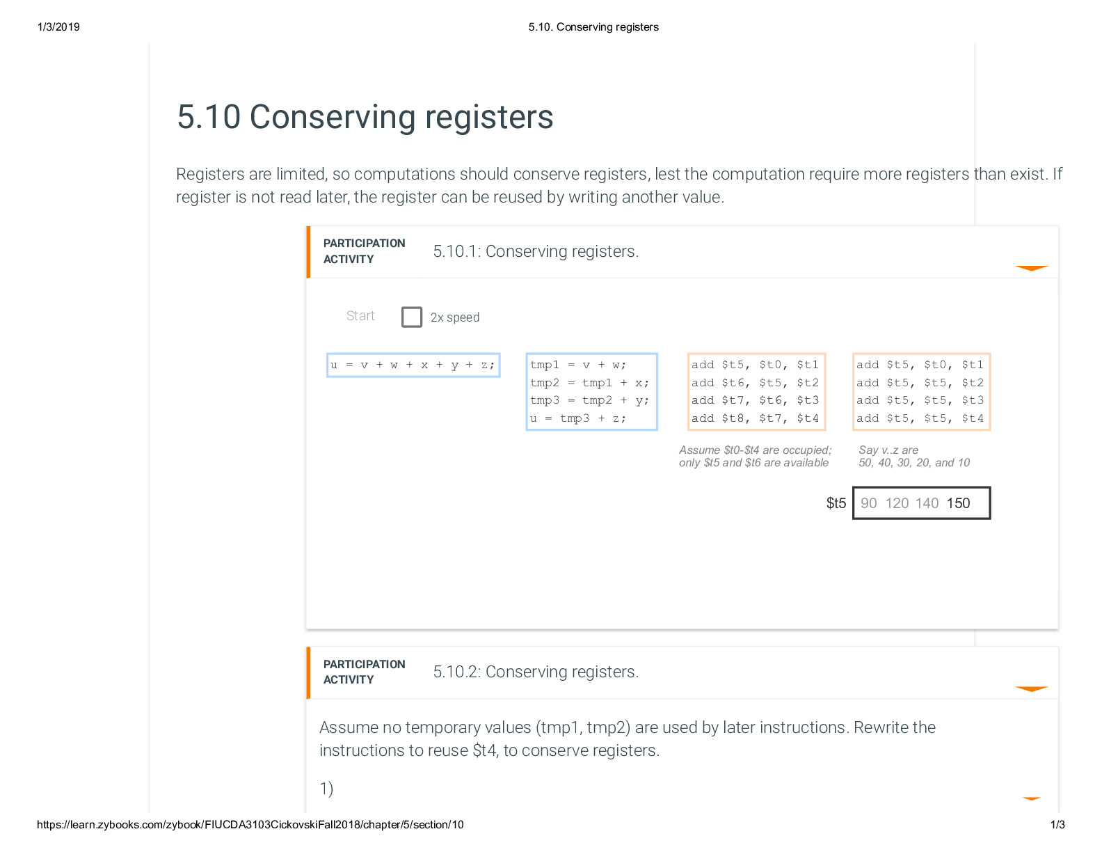 5.10. Conserving registers