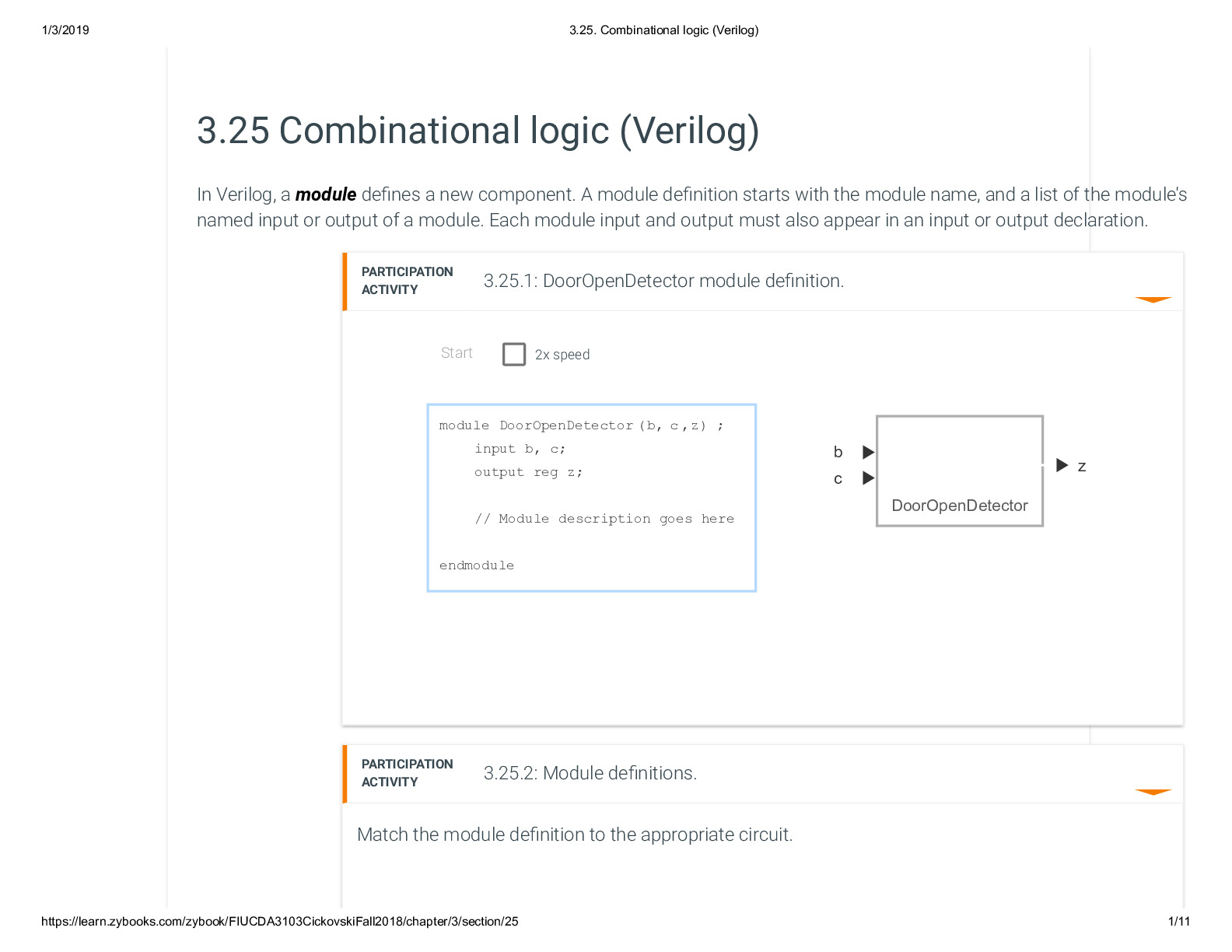 3.25. Combinational logic (Verilog)