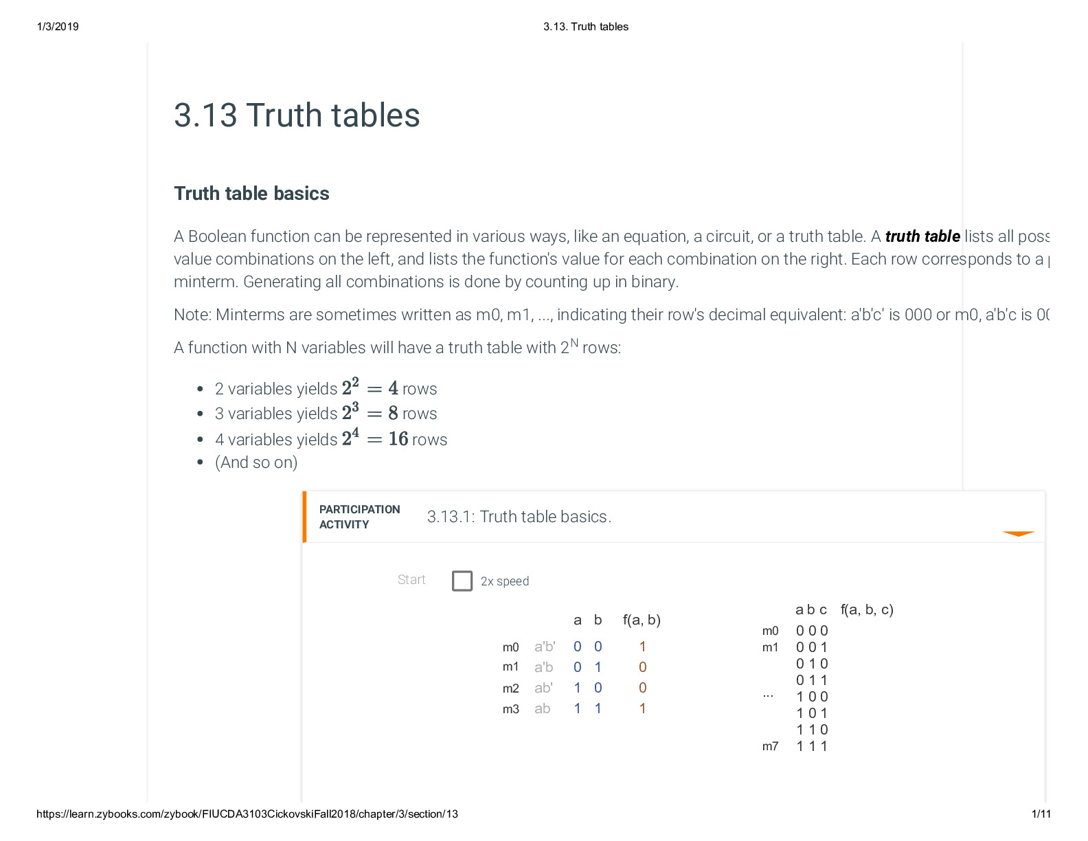 3.13. Truth tables