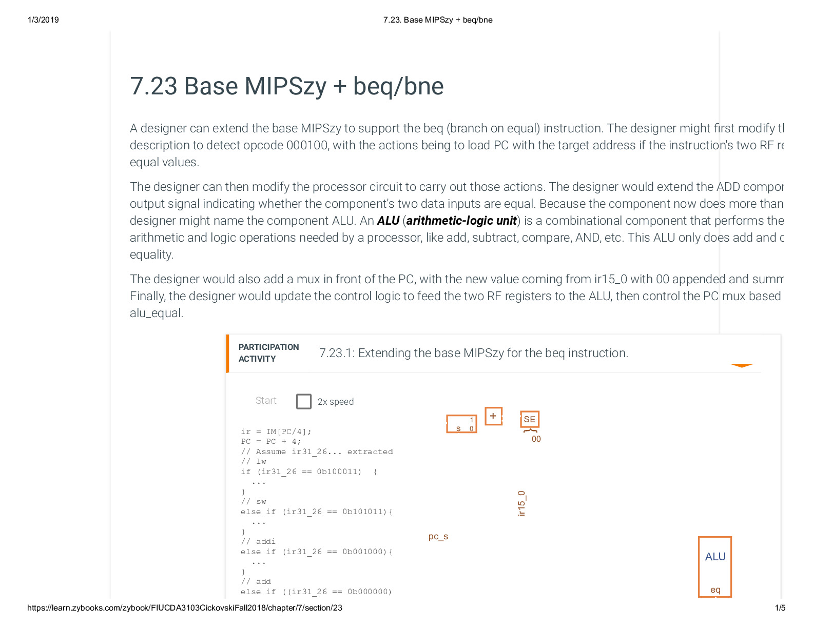7.23. Base MIPSzy + beq_bne