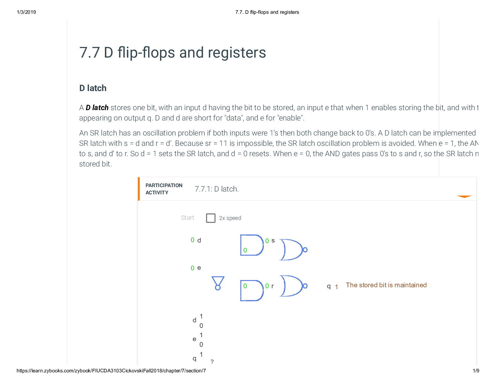 7.7. D flip-flops and registers