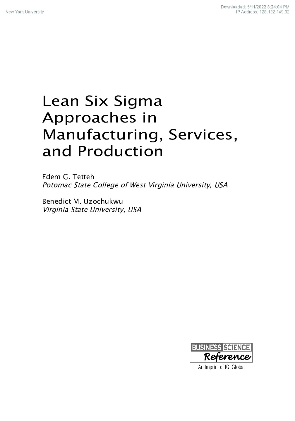 Lean Six Sigma Approaches in Manufacturing, Services, and Production