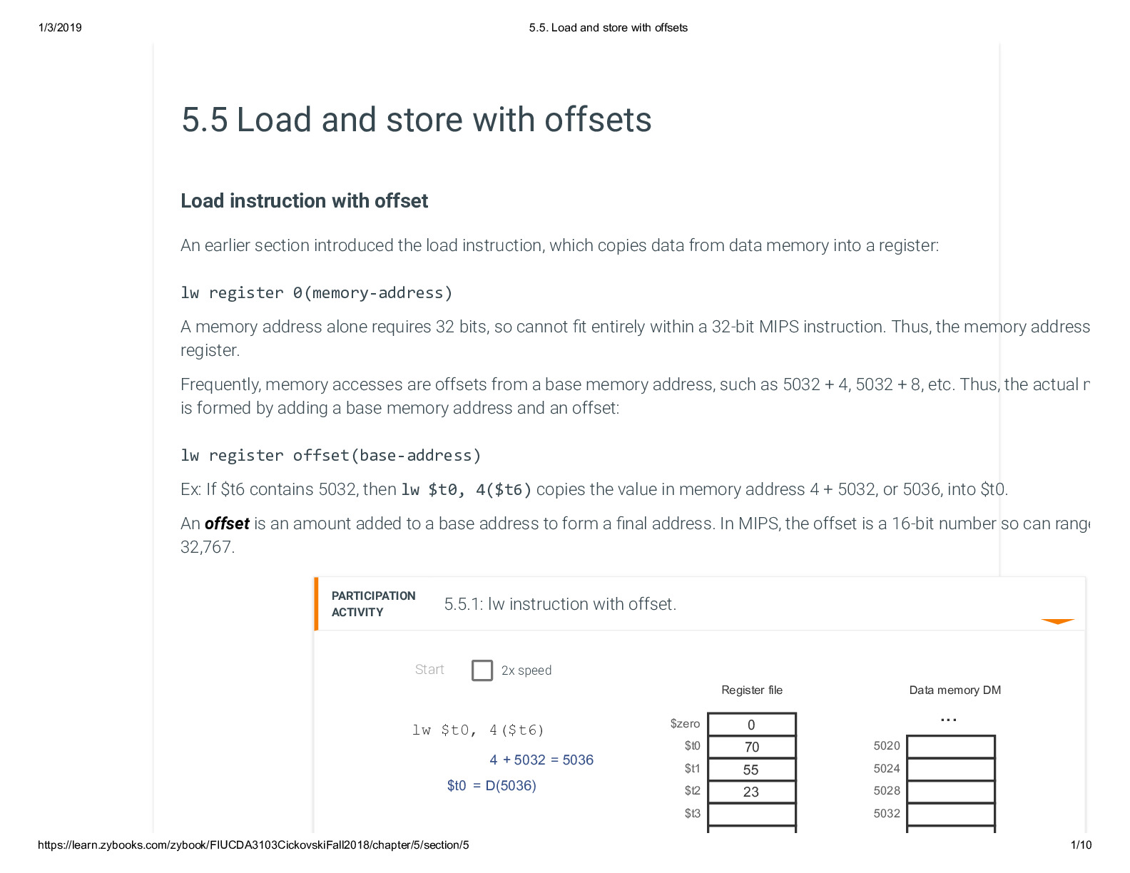 5.5. Load and store with offsets