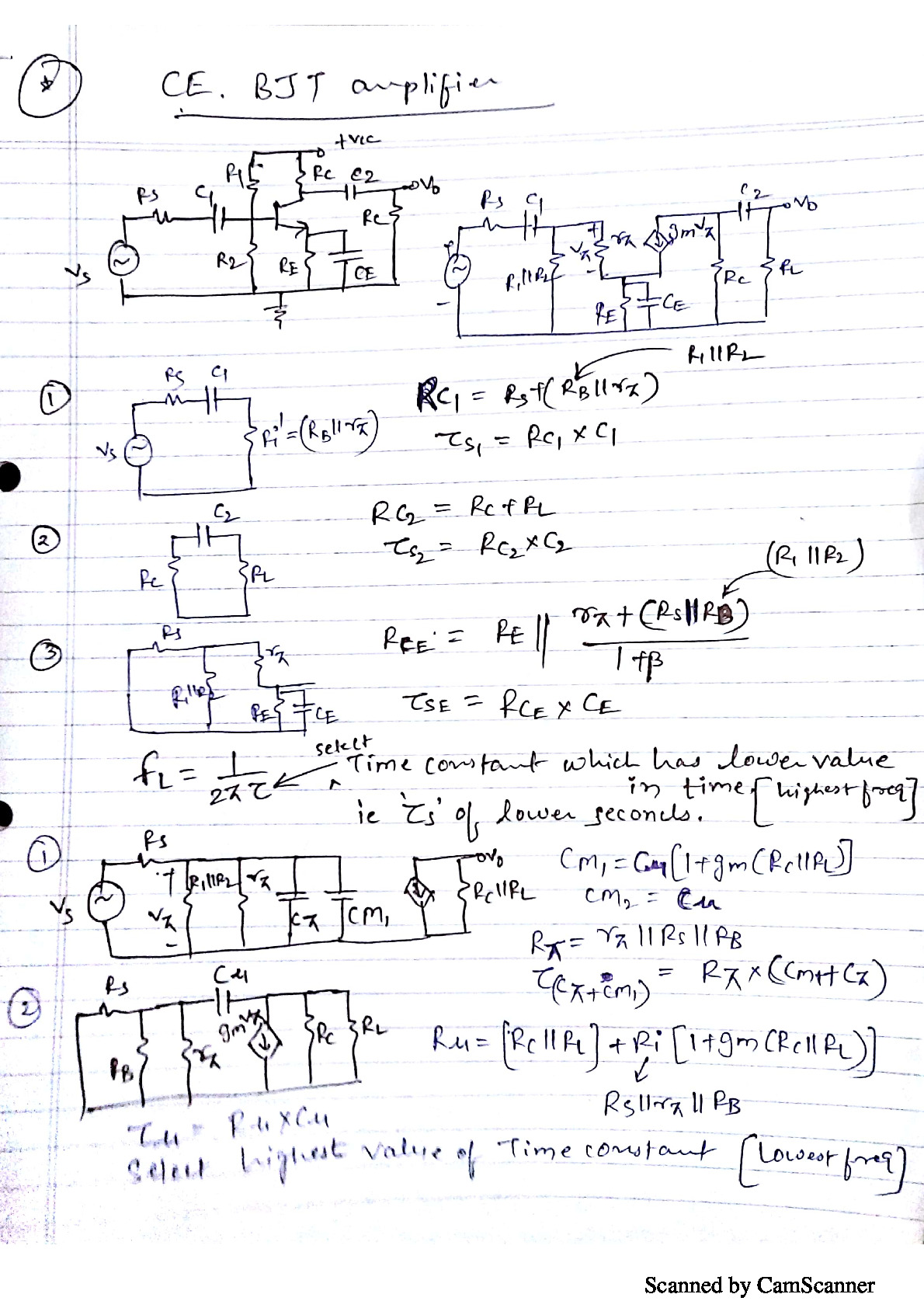 Low & High frequency analysis of BJT & FET