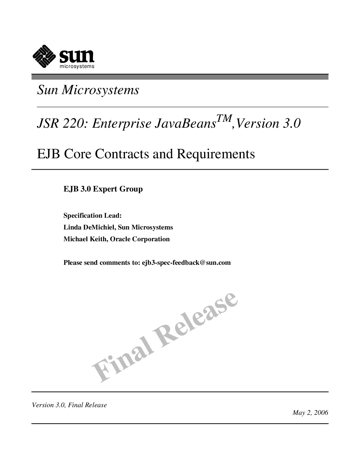 [JAVA][Enterprise JavaBeans 3.0 EJB Core Contracts and Requirements]