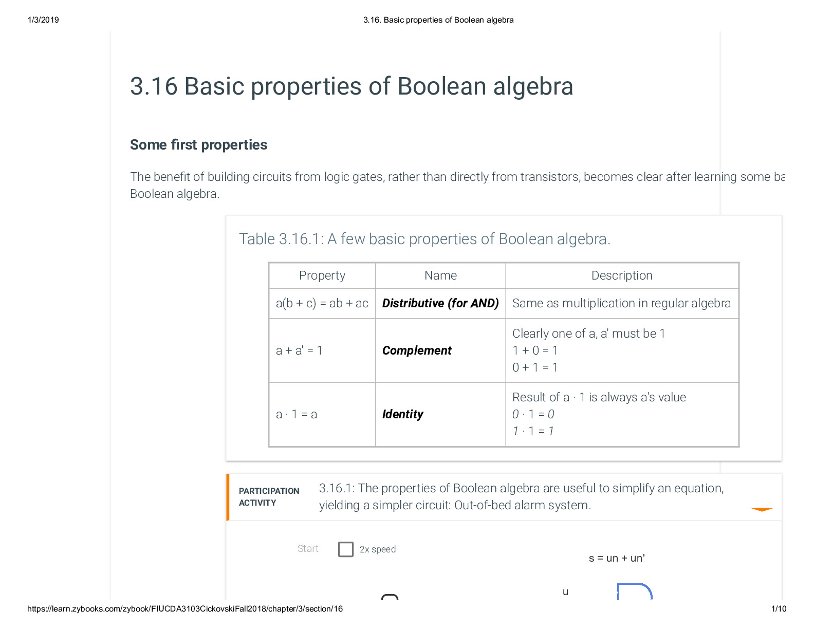 3.16. Basic properties of Boolean algebra