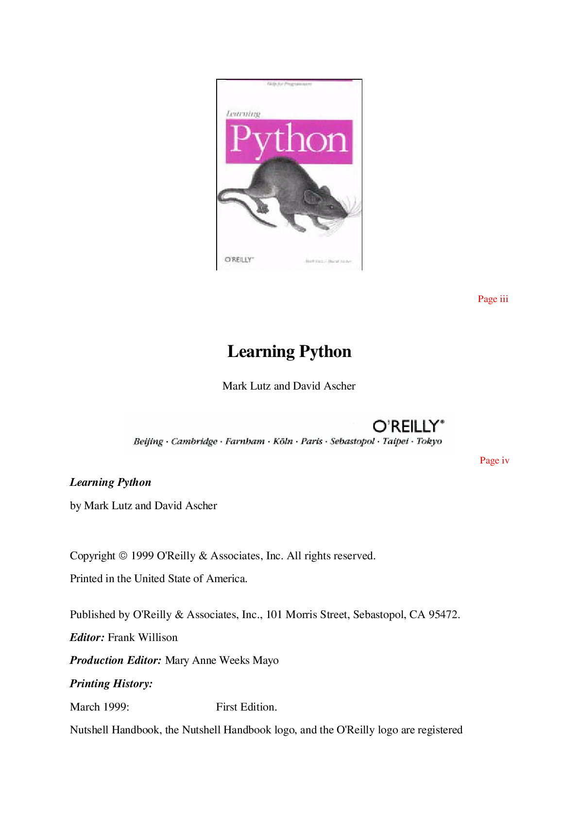 O’Reilly – Learning Python