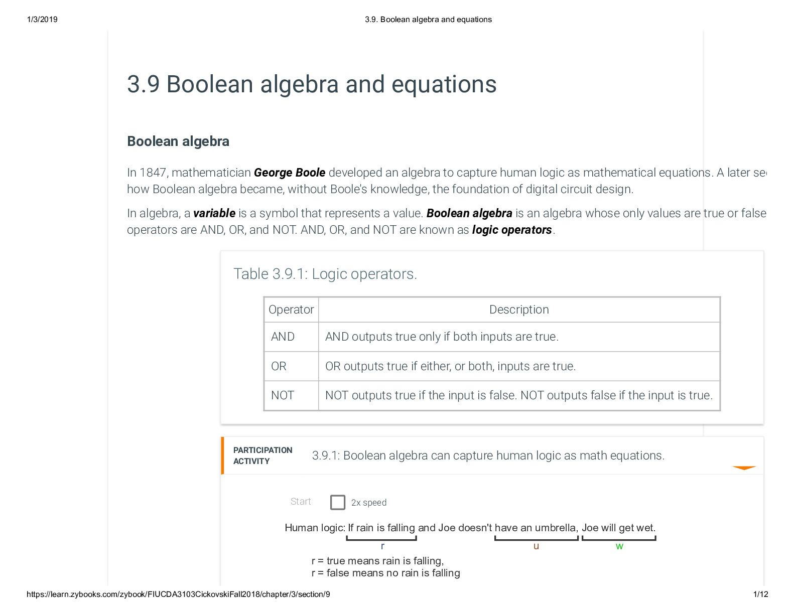 3.9. Boolean algebra and equations