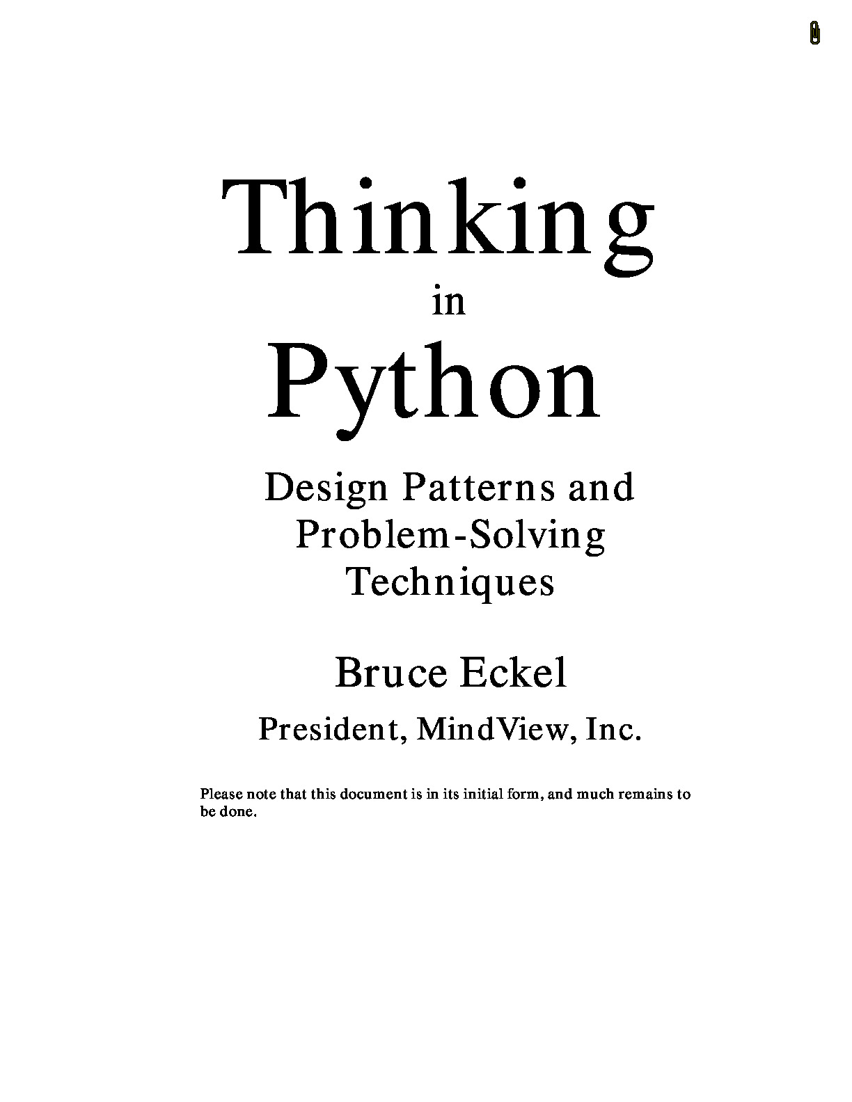 Thinking in Python (Bruce Eckel, Rev 0.1.2) – 2001