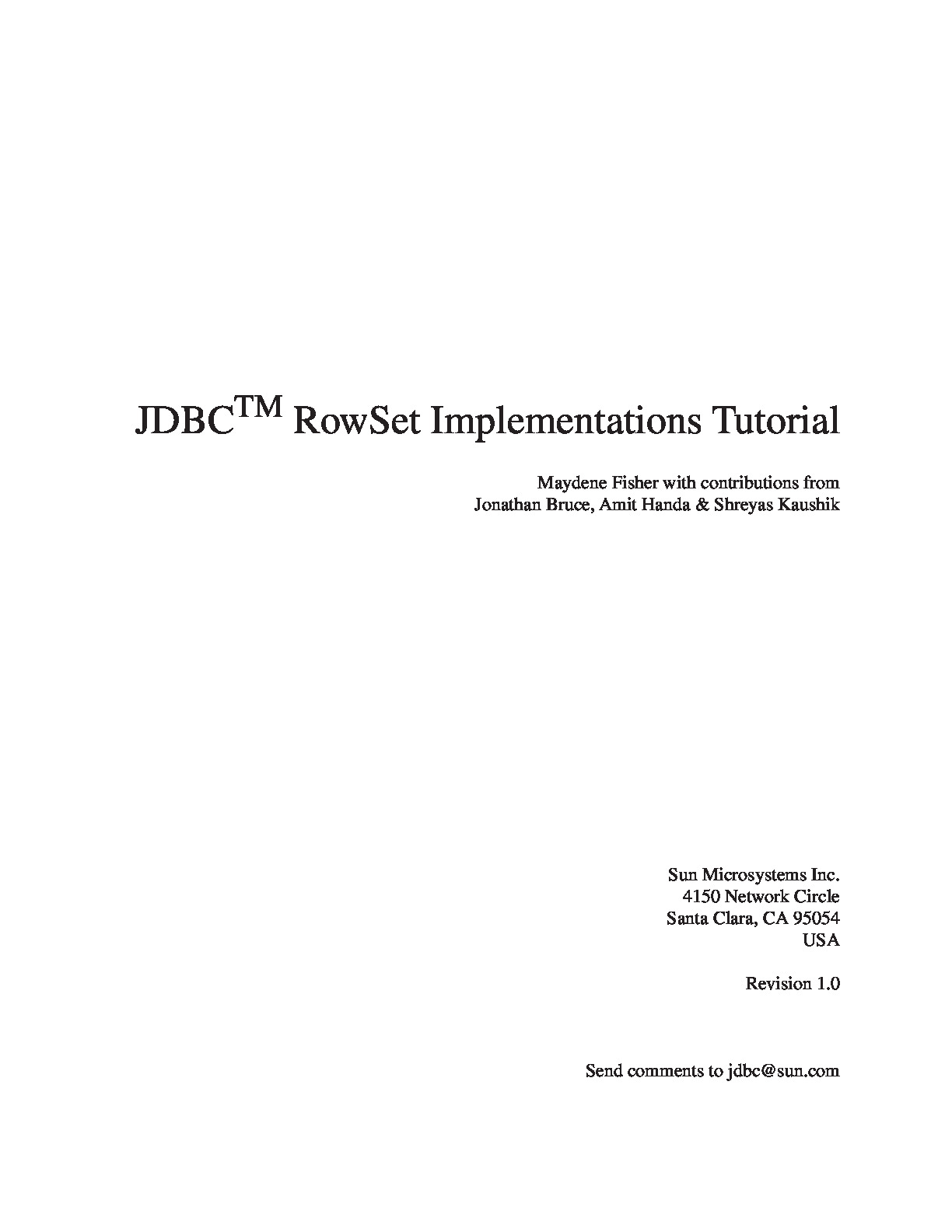 [JAVA][JDBC RowSet Implementations Tutorial]