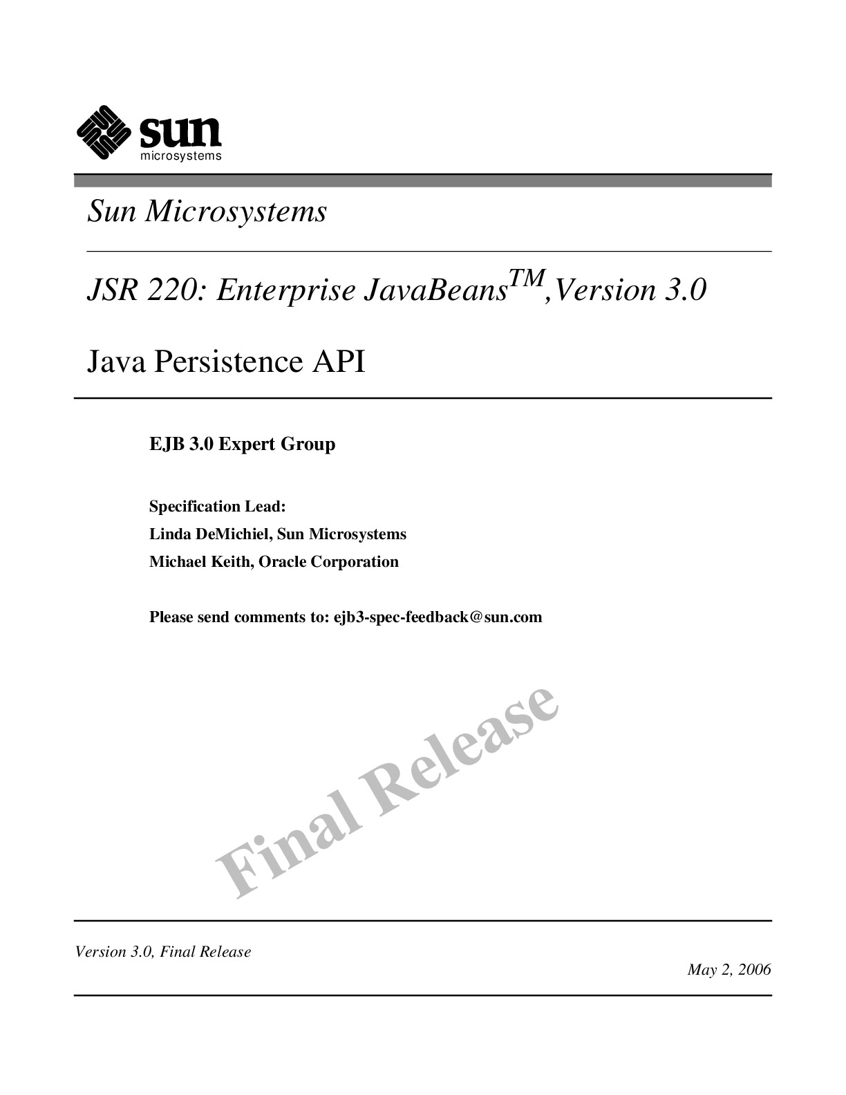 [JAVA][Enterprise JavaBeans 3.0 Java Persistence API]