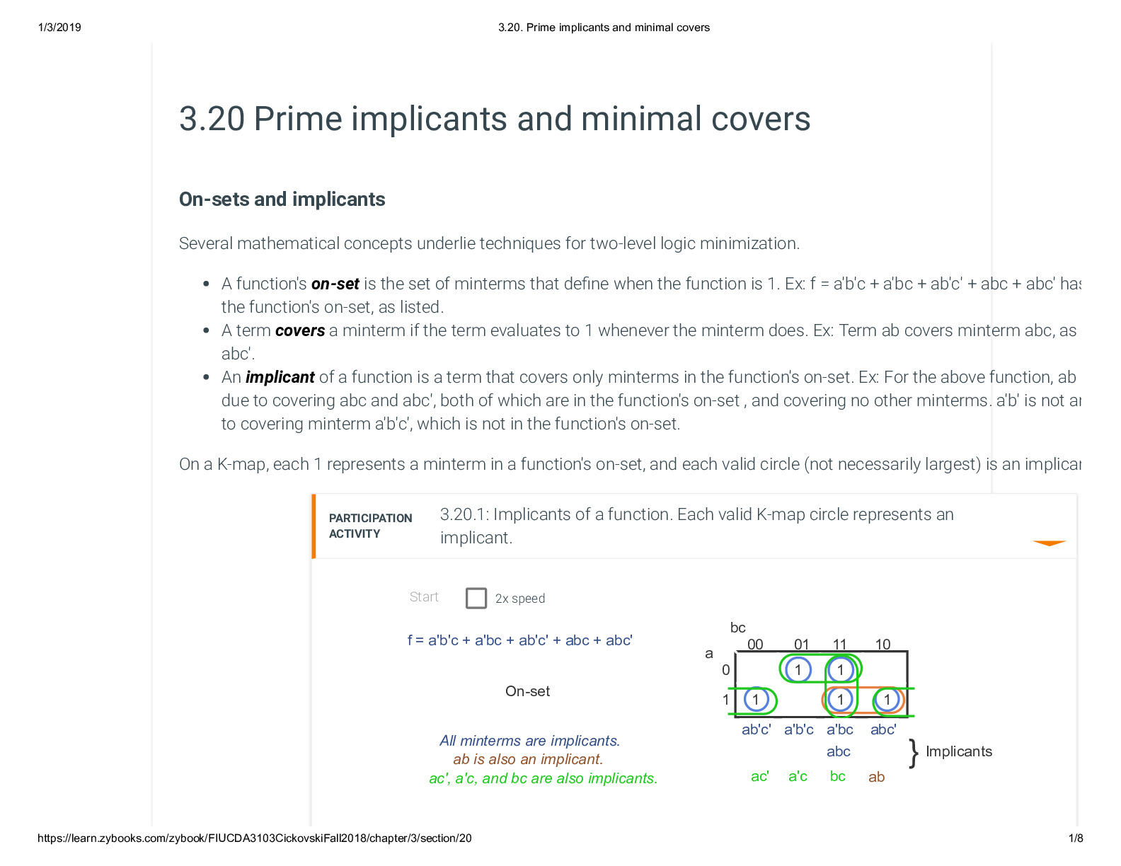 3.20. Prime implicants and minimal covers