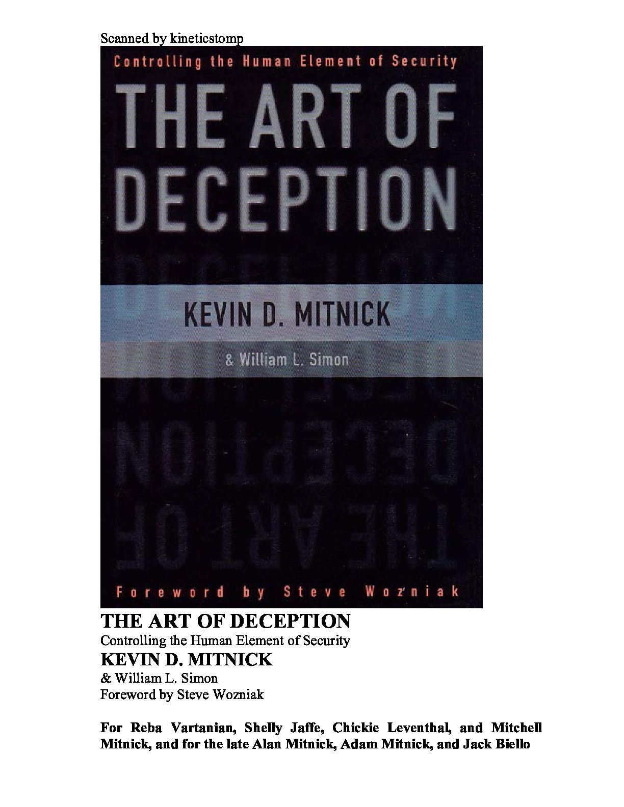 Art of Deception, The – Controlling The Human Element of Security [Wiley, 2002,]