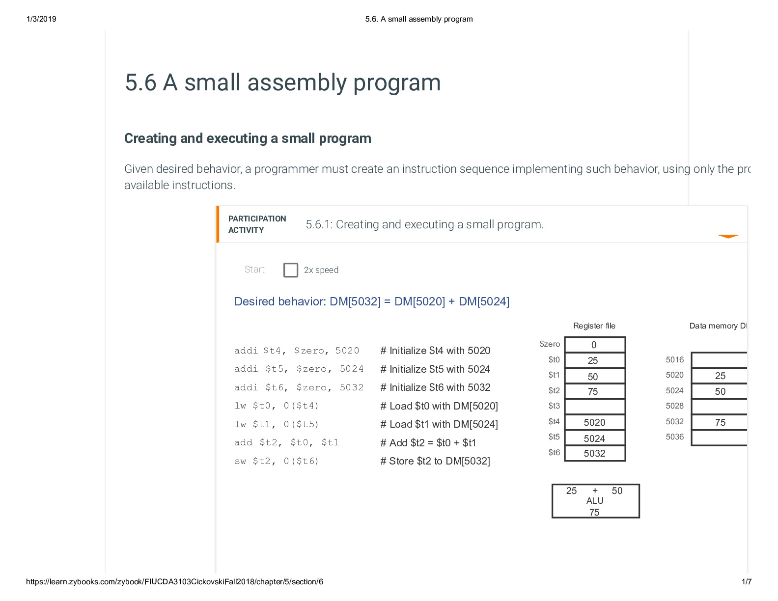 5.6. A small assembly program