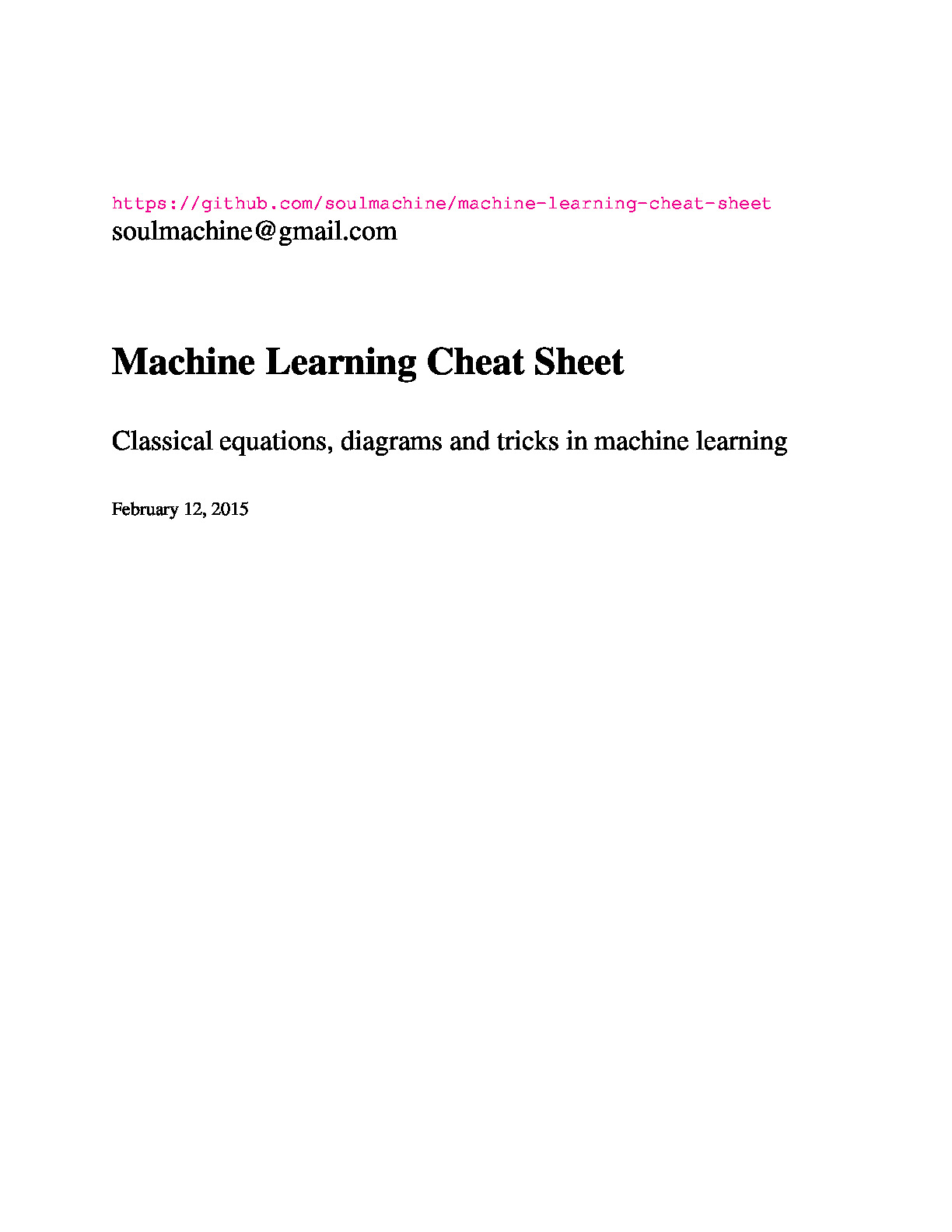 Machine Learning Cheat Sheet