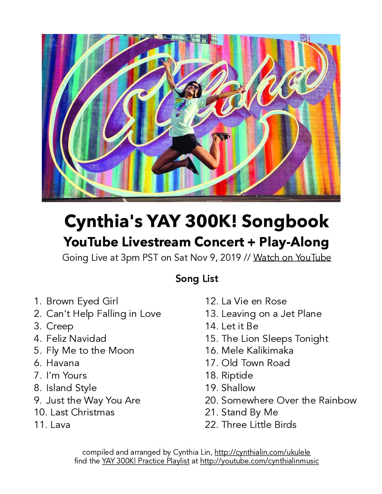 Cynthia’s YAY 300K Songbook