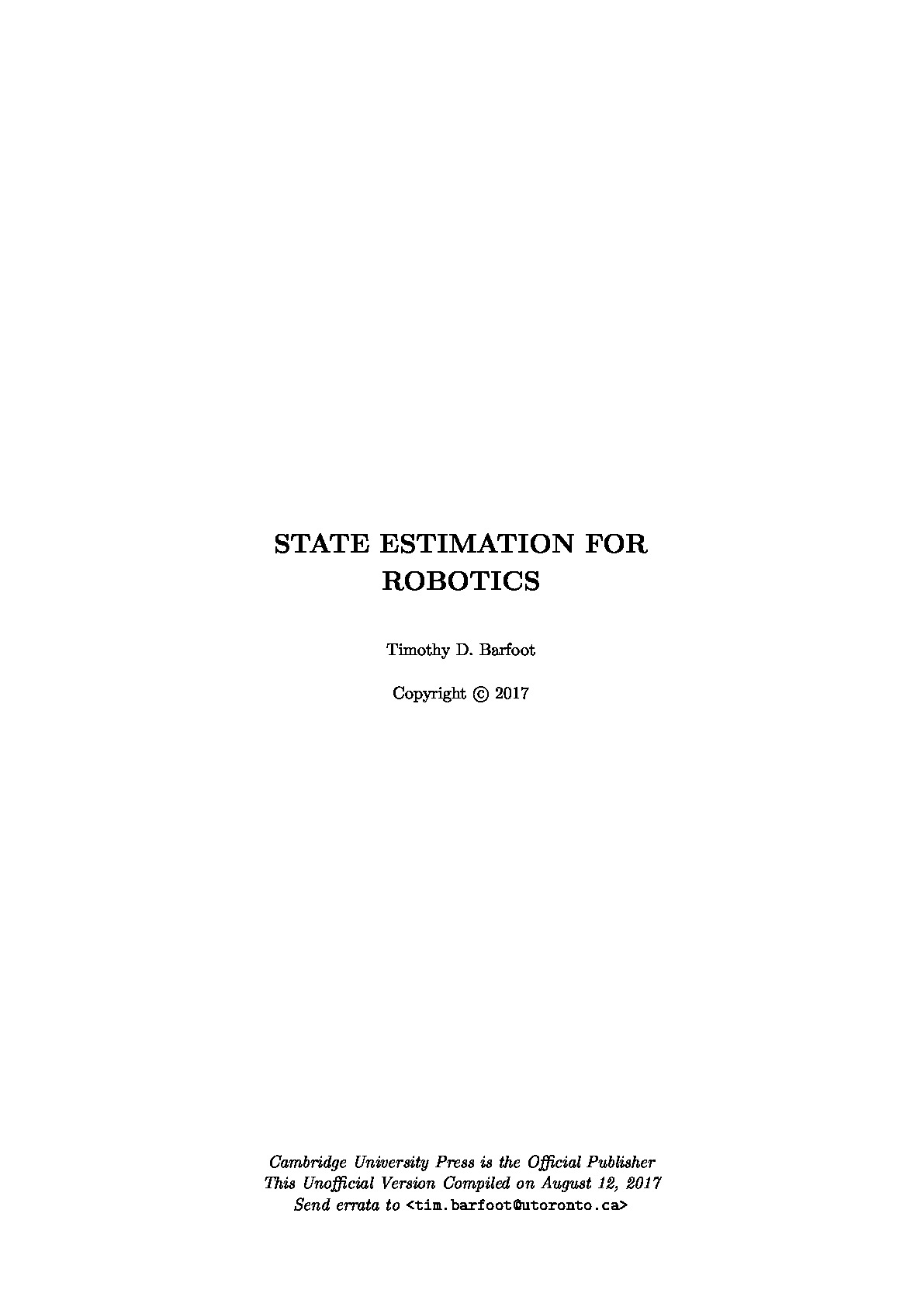 state estimation for robotics(2017)