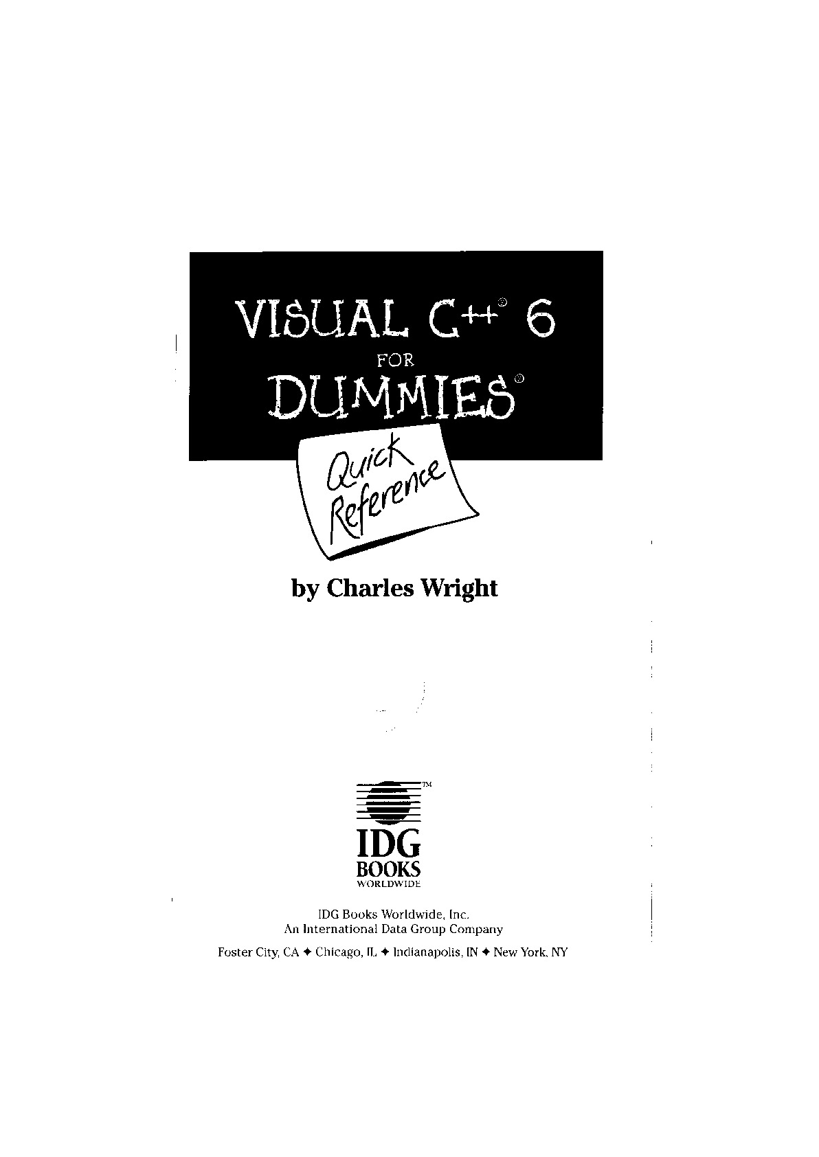 Visual C++ 6 for Dummies Quick Reference