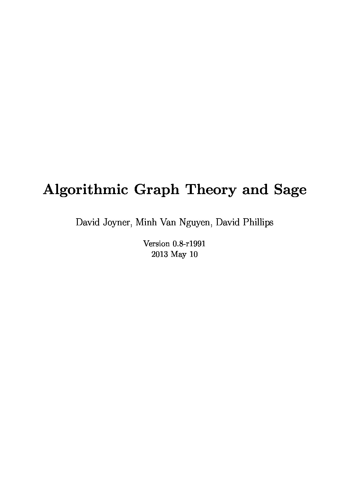 Algorithmic Graph Theory and Sage