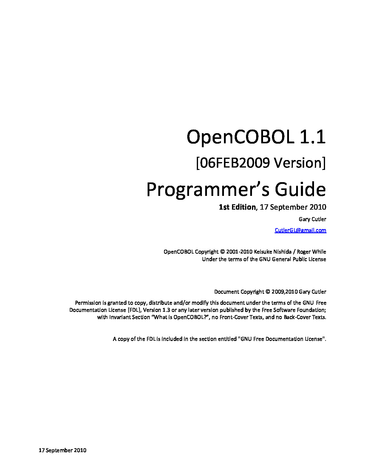 OpenCOBOL Programmers Guide