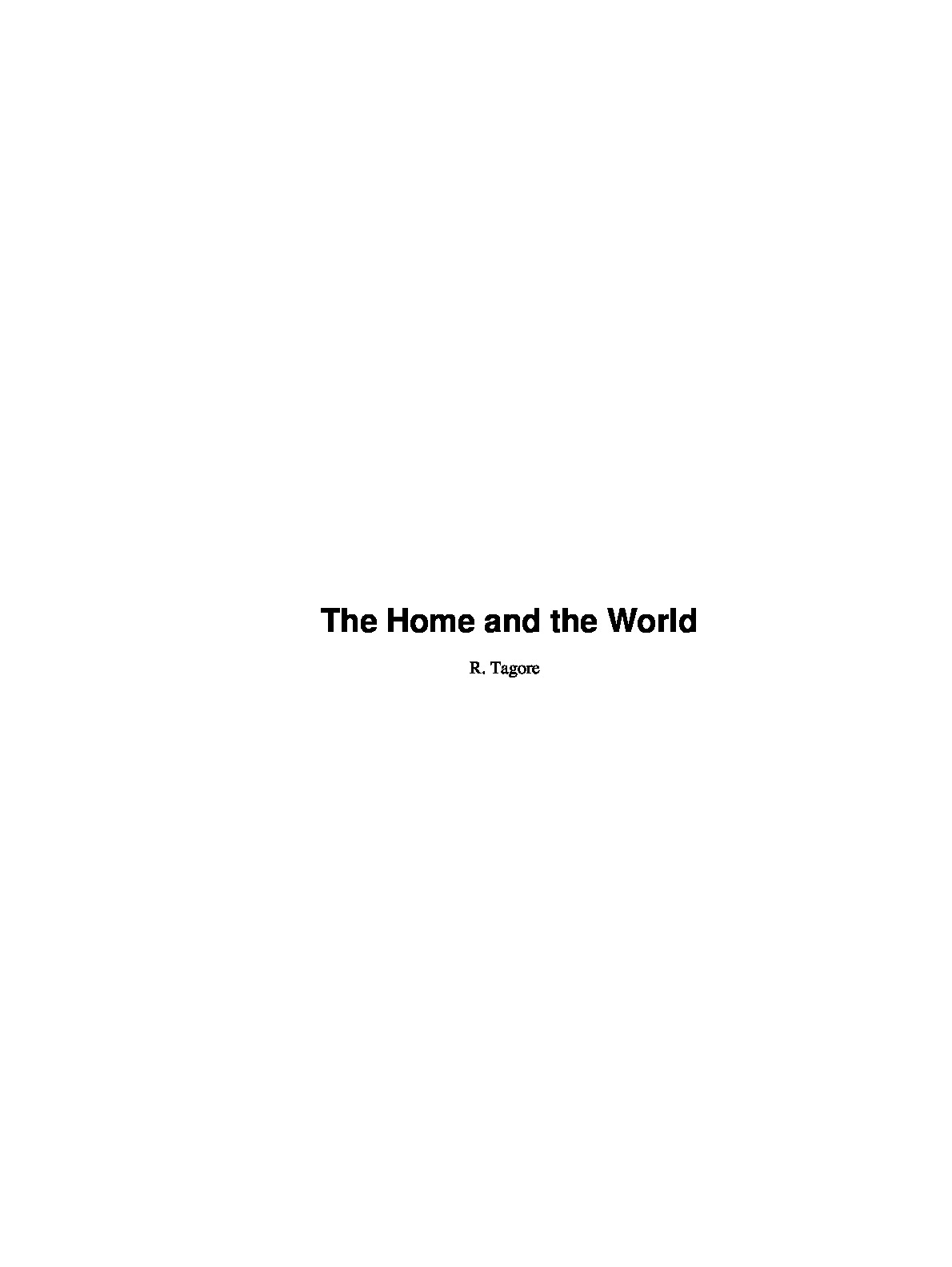 The Home And The World By Rabindranath Tagore