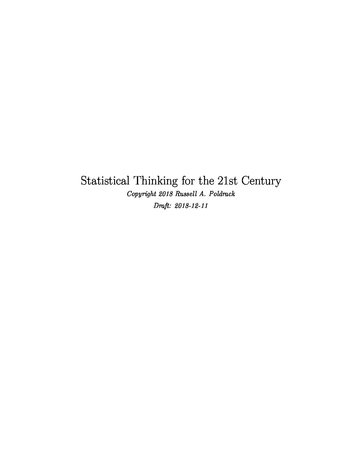 Statistical Thinking for the 21st Century-Draft-2018