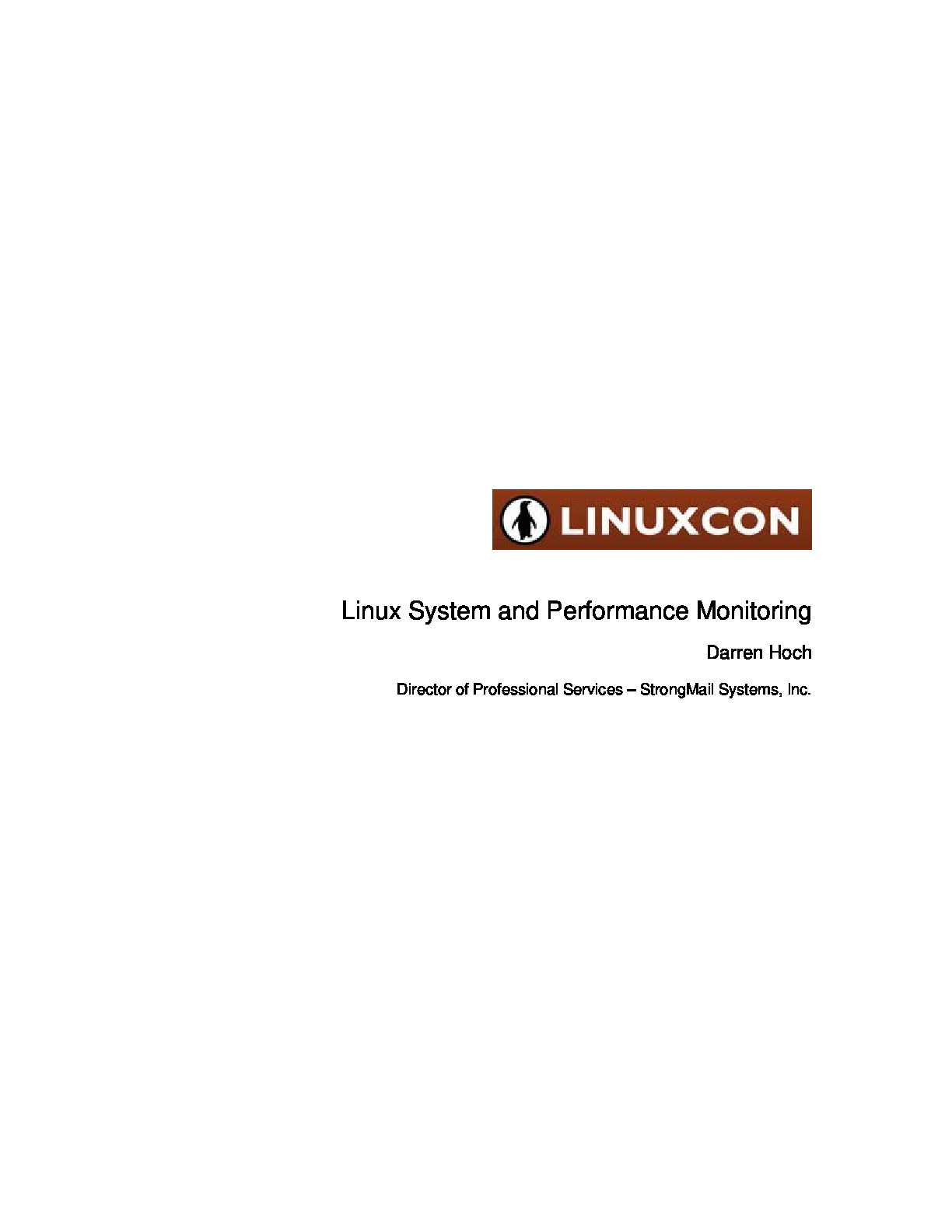 Linux System and Performance Monitoring (Darren Hoch)