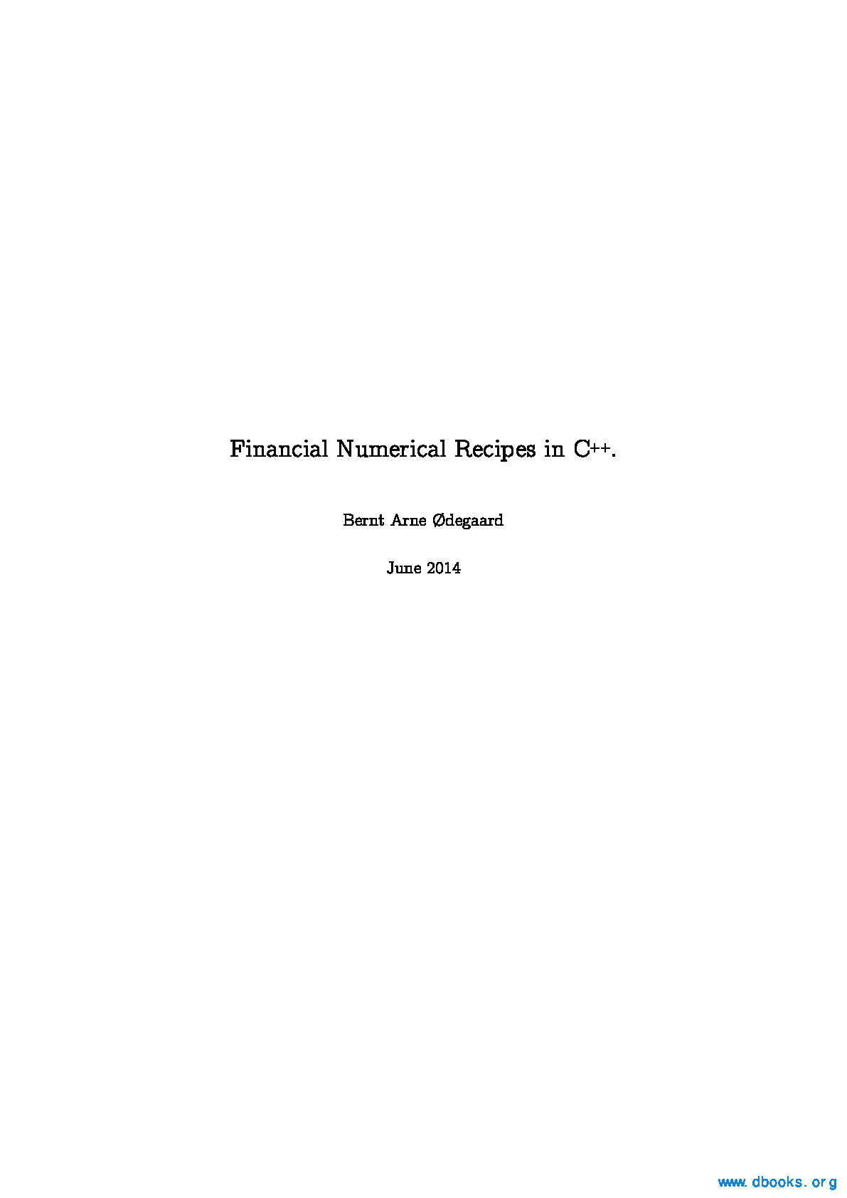 Financial Numerical Recipes in C