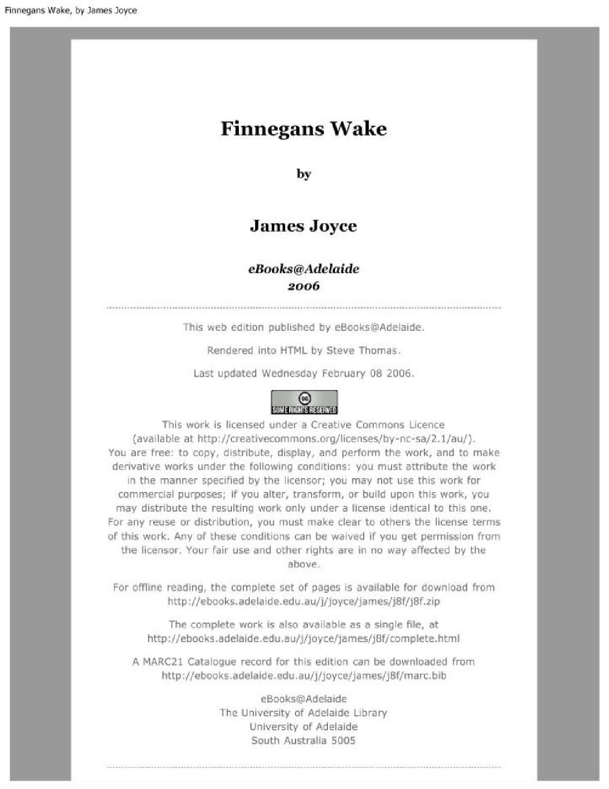 Finnegans Wake – James Joyce
