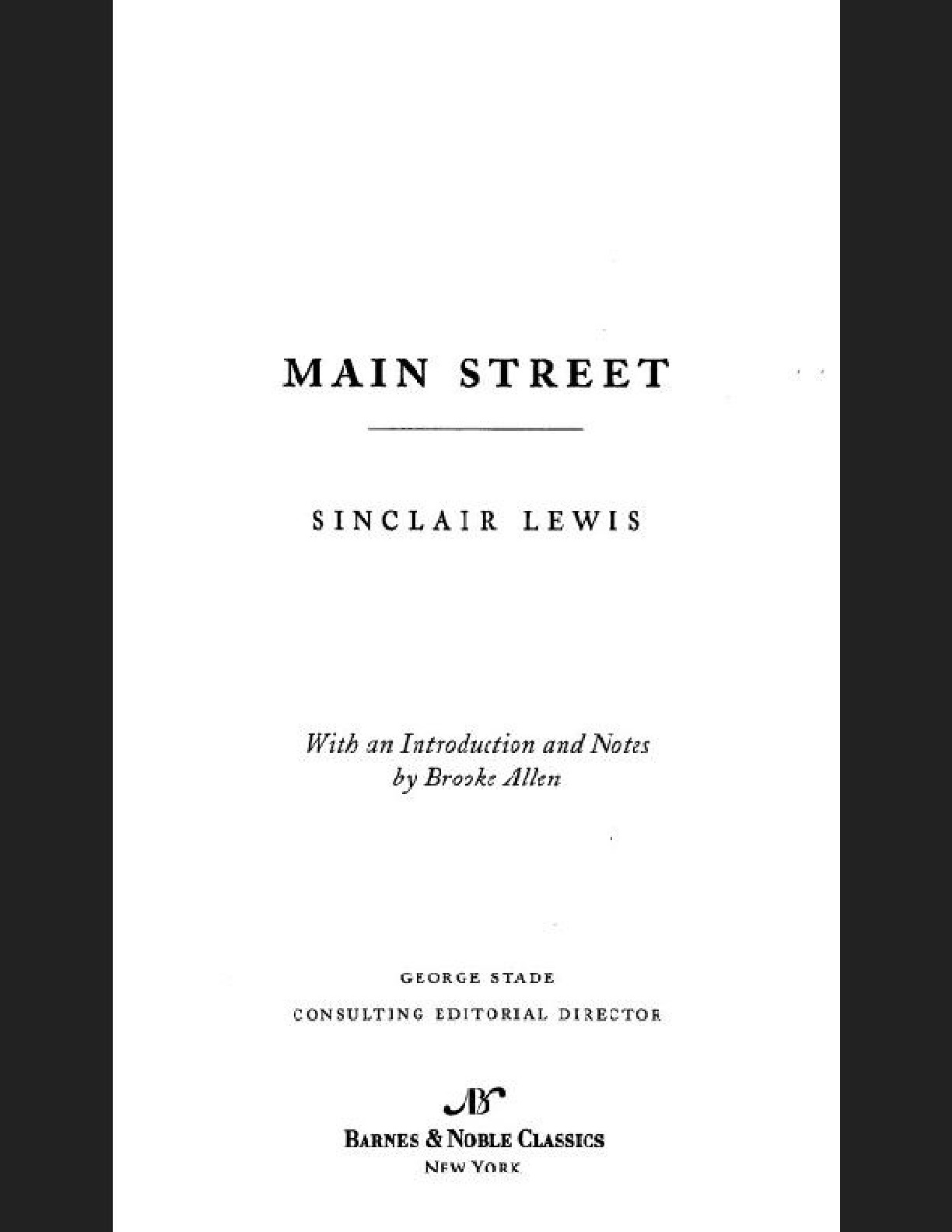 Main Street (Barnes & Noble Classics Series) – Sinclair Lewis