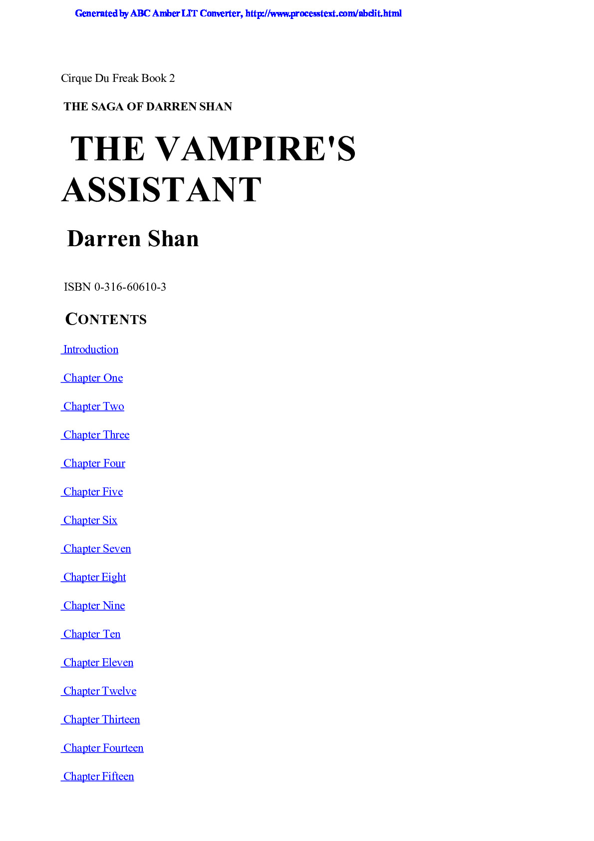Shan, Darren – Cirque Du Freak 02 – The Vampire’s Assistant
