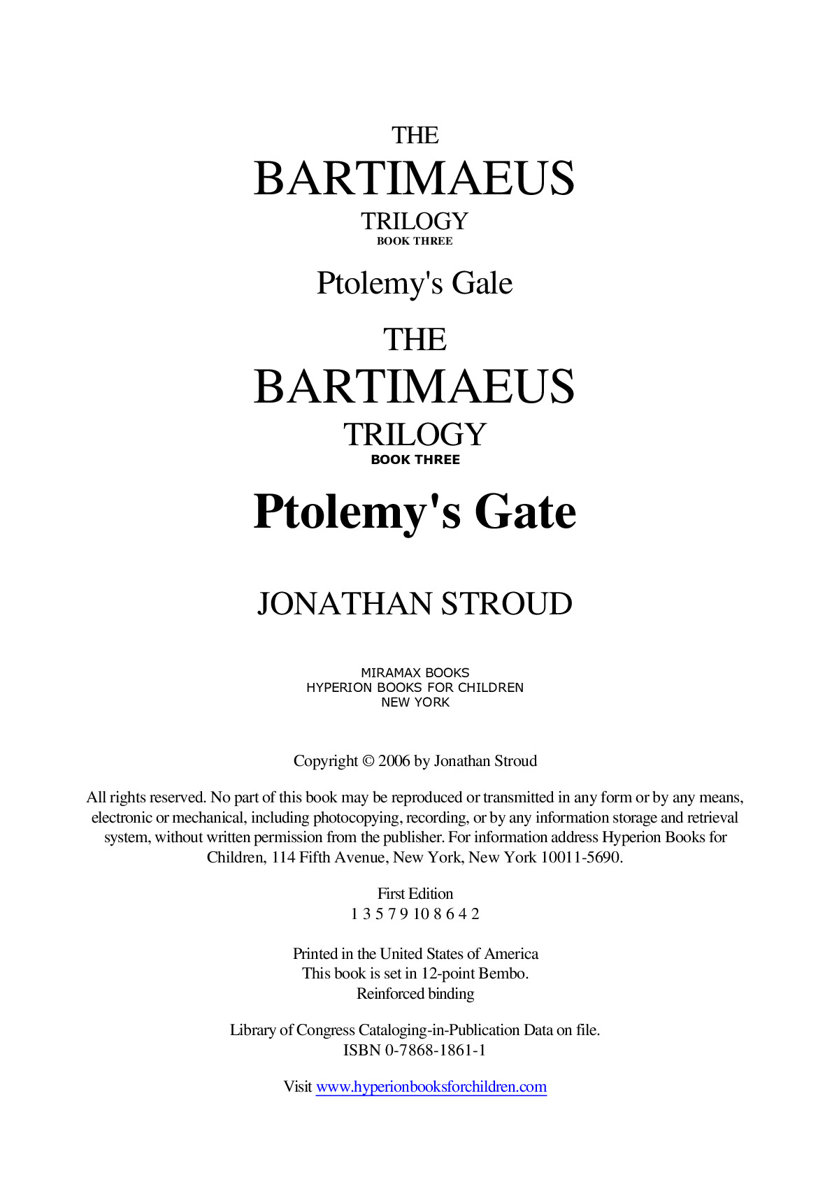 Jonathan Stroud – Bartimaeus 3 – Ptolemy’s Gate