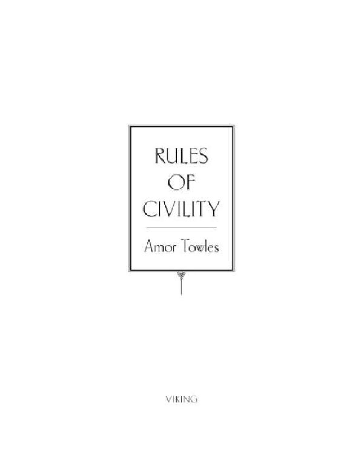 Rules of Civility – Amor Towles