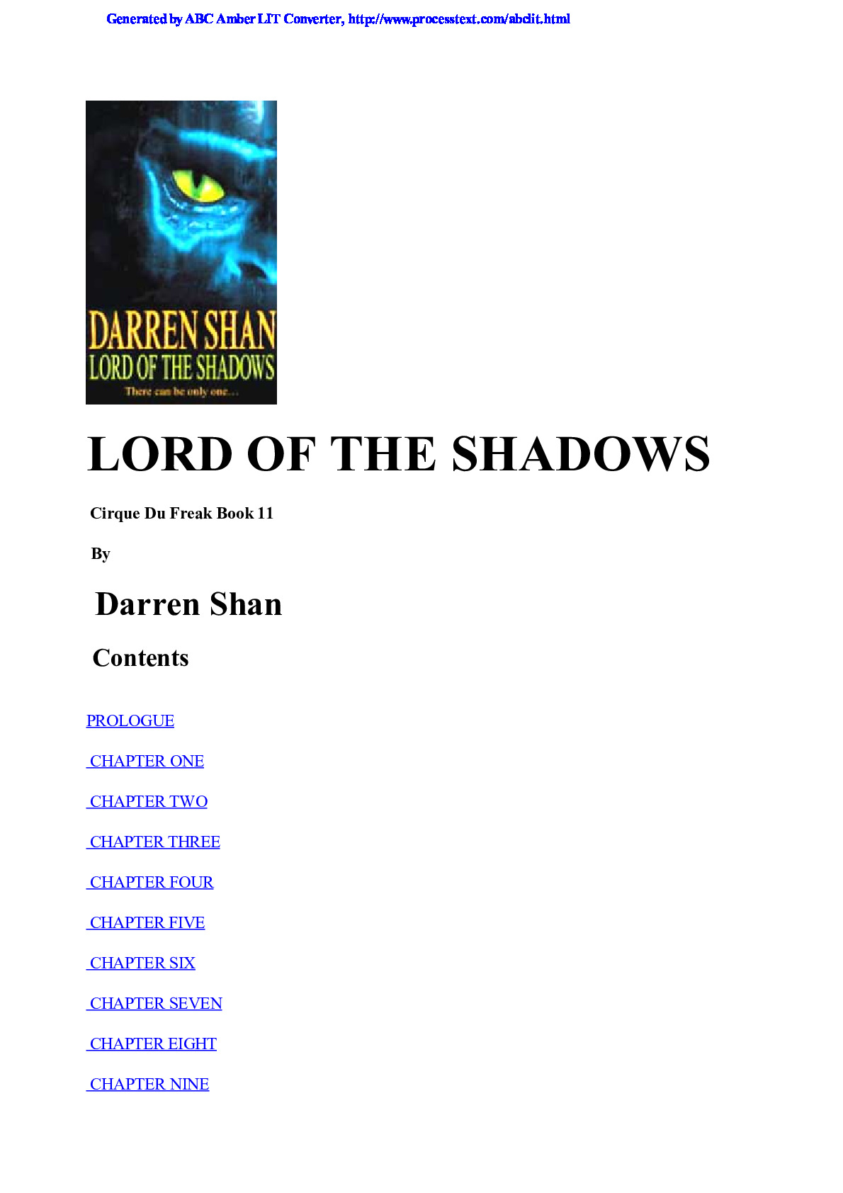 Shan, Darren – Cirque Du Freak 11 – Lord of the Shadows