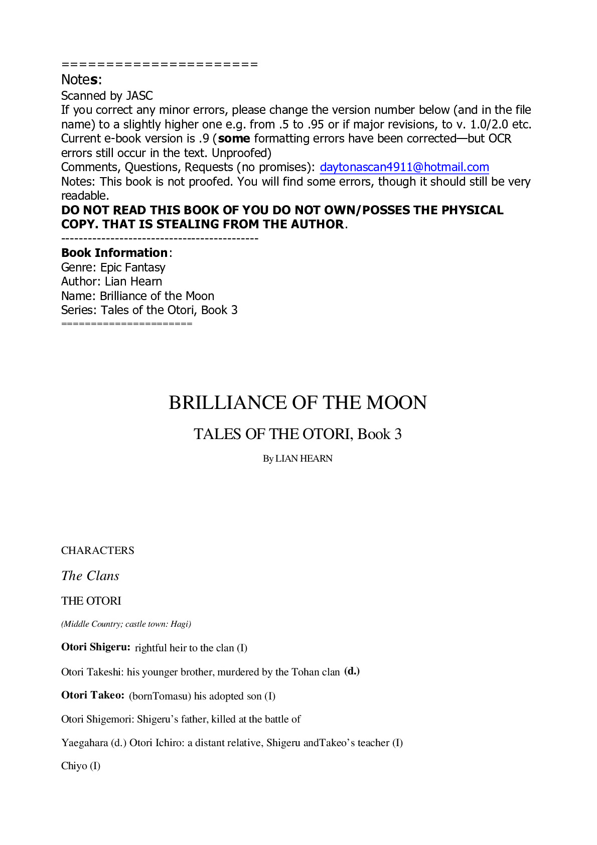 Lian Hearn – Tales of the Otori 03 – Brilliance of the Moon