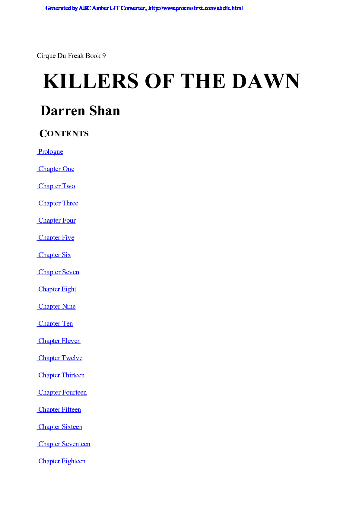 Shan, Darren – Cirque Du Freak 09 – Killers of the Dawn